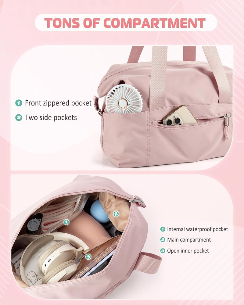 Smasrob Small Gym Bag with Yoga Mat Holder, Wet Pocket and a Separate Pouch, Small Gym Duffle Bag for Women with Detachable Crossbody Shoulder Strap, Pink - Image 2